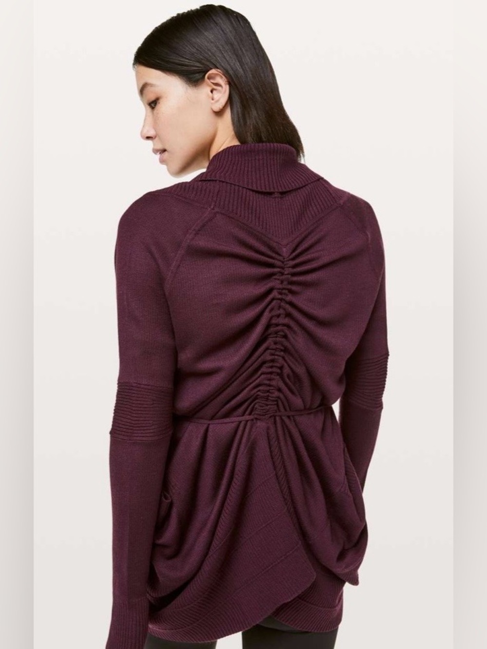 Lululemon Transformation Wrap Long Open Cardigan Pocket Dark Adobe Wine Color 2